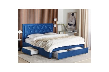 Seng med oppbevaringsskuffer Lievin - Blå, 180x200 cm - Møbler - Senger - Senger med oppbevaring