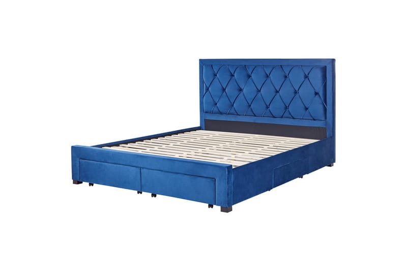 Seng med oppbevaringsskuffer Lievin, Blå, 180x200 cm