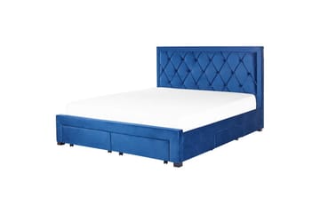 Seng med oppbevaringsskuffer Lievin - Blå, 180x200 cm - Møbler - Senger - Senger med oppbevaring