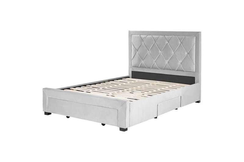 Seng med oppbevaringsskuffer Lievin, Grå, 140x200 cm