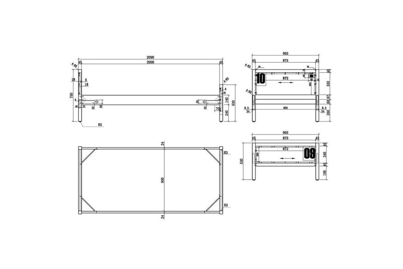 Seng med ribbebunn nattbord Alex - Møbler - Senger - Møbelsett til soverom