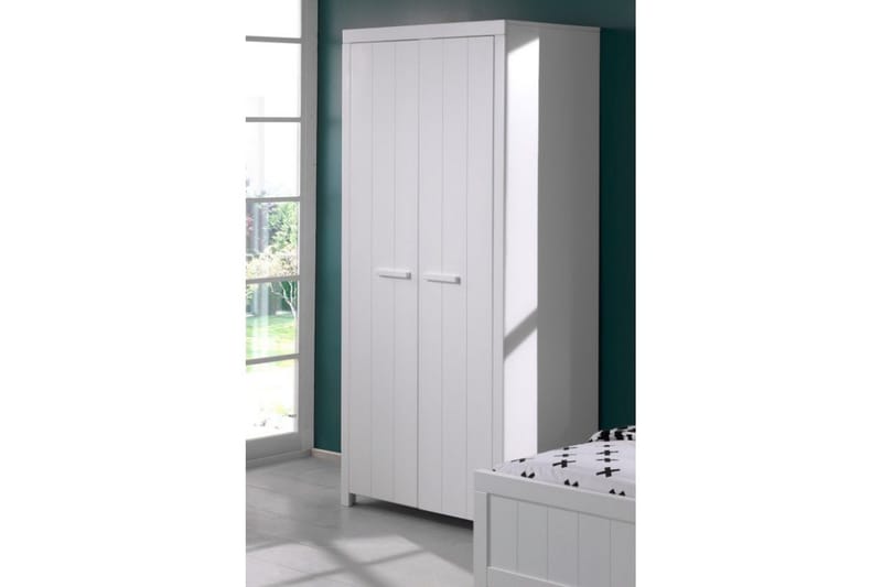 Seng med ribbebunn nattbord to-dørs garderobe skrivebord bokhylle Erik - Møbler - Senger - Møbelsett til soverom