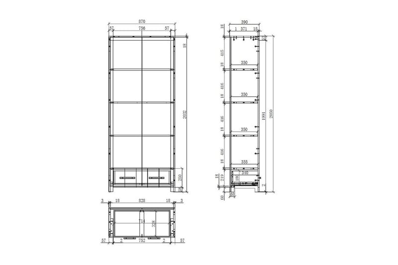 Seng med ribbebunn nattbord to-dørs garderobe skrivebord bokhylle skuff Erik - Møbler - Senger - Møbelsett til soverom