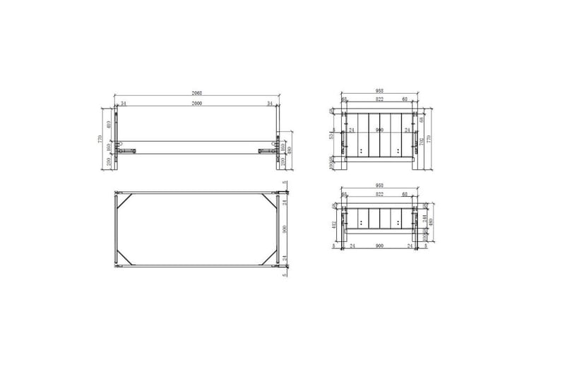 Seng med ribbebunn nattbord to-dørs garderobe skrivebord bokhylle skuff Erik - Møbler - Senger - Møbelsett til soverom