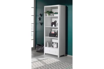 Seng med ribbebunn nattbord tre-dørs garderobe skrivebord bokhylle Erik - Møbler - Senger - Møbelsett til soverom