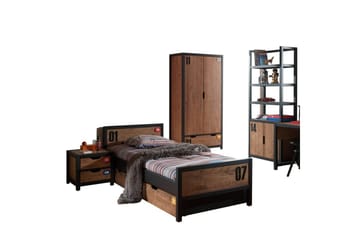 Seng med skuff Nattbord Garderobeskap Bokhylle Alex - Møbler - Senger - Møbelsett til soverom