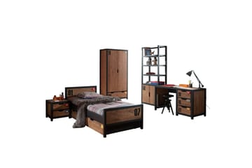 Seng med skuff Nattbord Skrivebord Garderobeskap Bokhylle Alex 2-dørs - 2-dørs - Møbler - Senger - Møbelsett til soverom