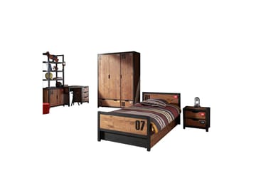 Seng med skuff Nattbord Skrivebord Garderobeskap Bokhylle Alex 3-dører - 3-dører - Møbler - Senger - Møbelsett til soverom