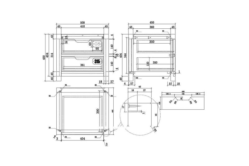 Seng med Skuff Nattbord Skuff 2-dørs Garderobe Alex - Møbler - Senger - Møbelsett til soverom