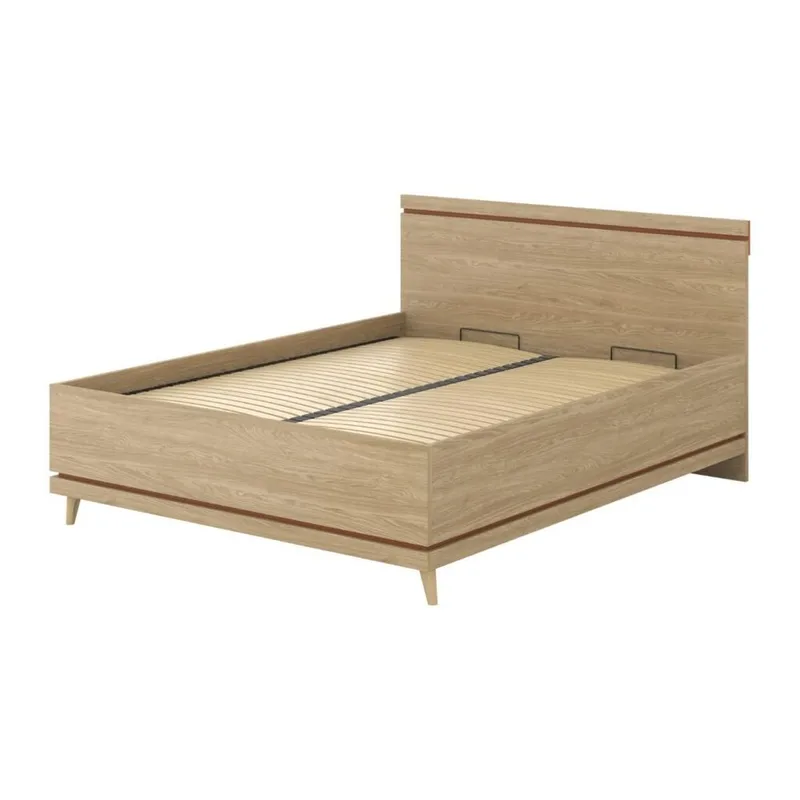 Seng Scandi hev-opp oppbevaring, 160 cm, Oljet eik