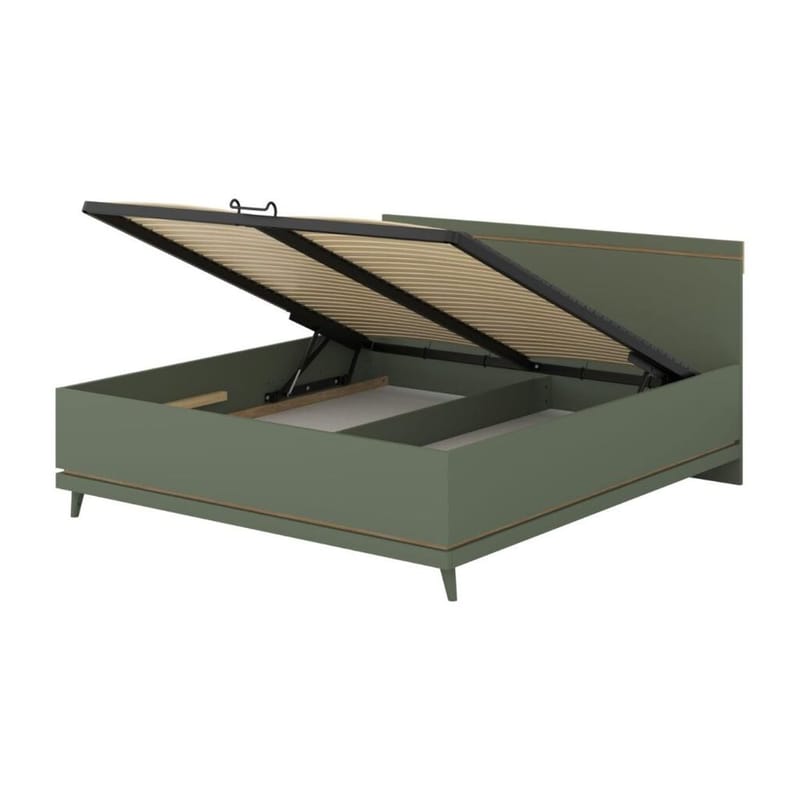 Seng Scandi med oppbevaringsløft - 180 cm, Falmet grønn - Oljet eik - Møbler - Senger - Sengeramme & sengestamme