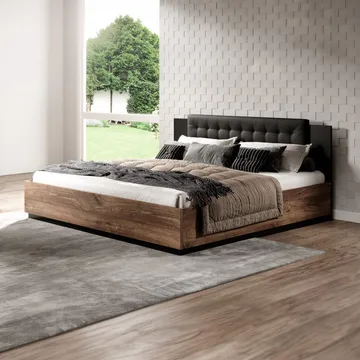 Seng Sigma - 140 cm, Mørk Flagstaff eik med kobberfarget ornament - Møbler - Senger - Sengeramme & sengestamme