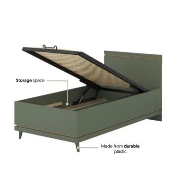 Seng Skandi - 100 cm, Falmet grønn - Oljet eik - Møbler - Senger - Sengeramme & sengestamme