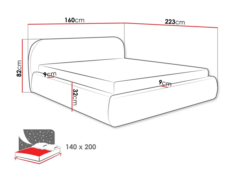 seng Polstret seng TALORI Lambi 03 140x200 cm - Møbler - Senger - Senger med oppbevaring