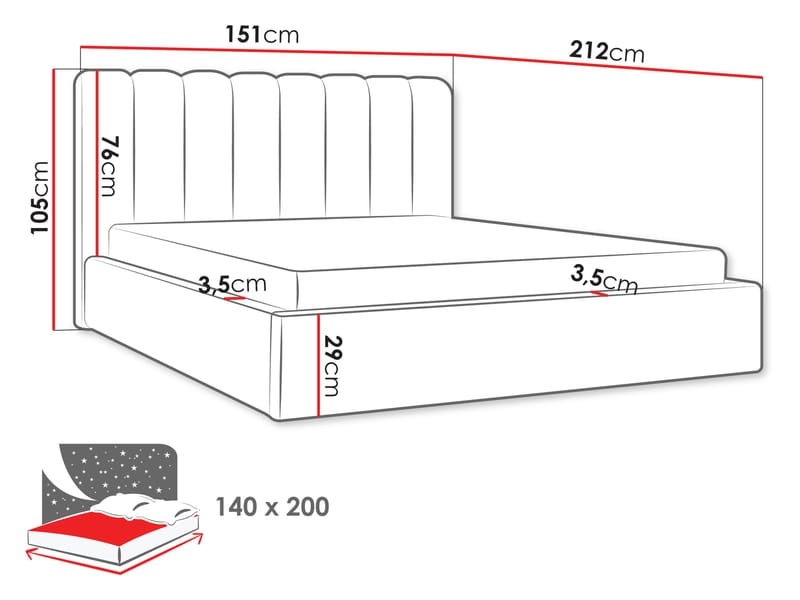 seng Polstret seng NOX st.drew Margo 227.04 140x200 cm - Møbler - Senger - Sengeramme & sengestamme
