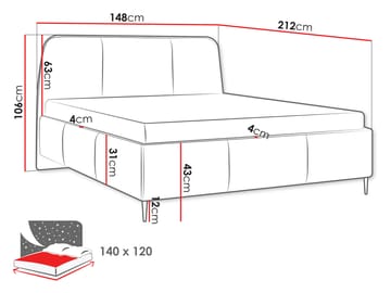 seng Polstret seng OASIS st.drew Margo 227.01 140x200 cm - Møbler - Senger - Sengeramme & sengestamme