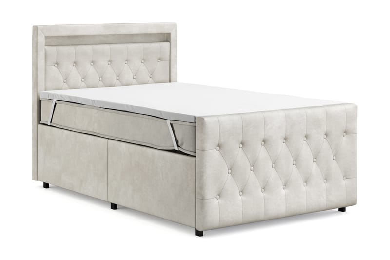 Sengepakke Celio Light 120x200 med Oppbevaring LED-belysning - Beige - Møbler - Senger - Kontinentalsenger