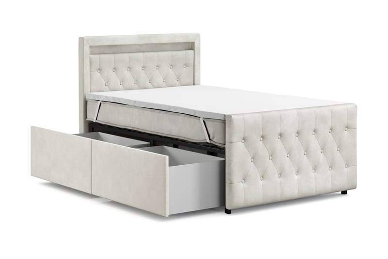 Sengepakke Celio Light 120x200 med Oppbevaring LED-belysning - Beige - Møbler - Senger - Kontinentalsenger