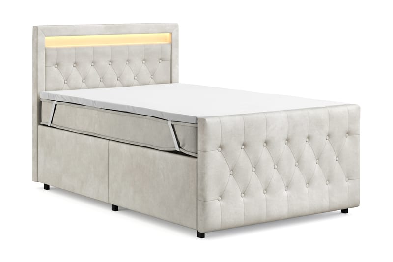 Sengepakke Celio Light 120x200 med Oppbevaring LED-belysning - Beige - Møbler - Senger - Kontinentalsenger