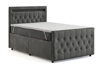 Sengepakke Celio Light 120x200 med Oppbevaring LED-belysning - Grå - Møbler - Senger - Kontinentalsenger