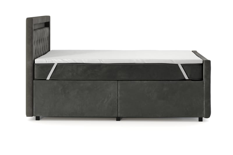 Sengepakke Celio Light 120x200 med Oppbevaring LED-belysning - Grå - Møbler - Senger - Kontinentalsenger