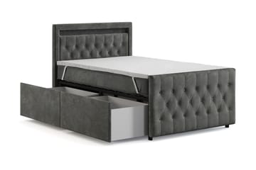 Sengepakke Celio Light 120x200 med Oppbevaring LED-belysning - Grå - Møbler - Senger - Kontinentalsenger