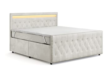 Sengepakke Celio Light 180x200 med Oppbevaring LED-belysning - Beige - Møbler - Senger - Kontinentalsenger