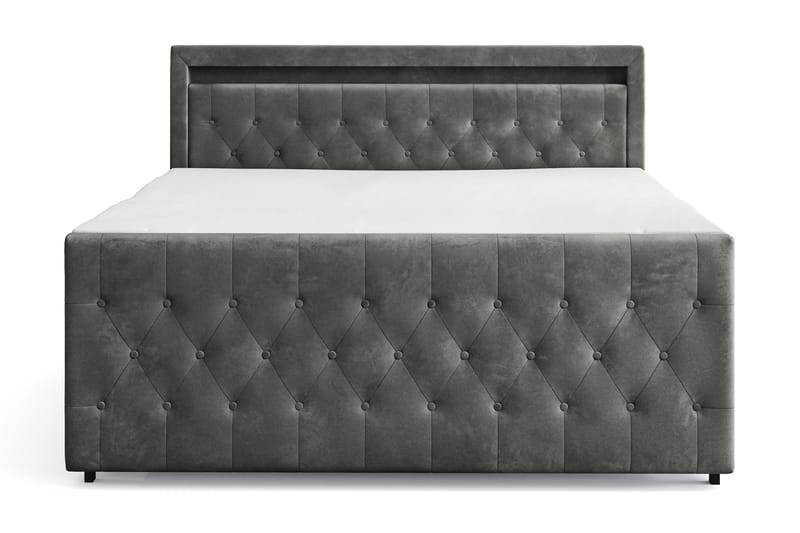 Sengepakke Celio Light 180x200 med Oppbevaring LED-belysning - Grå - Møbler - Senger - Kontinentalsenger