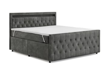 Sengepakke Celio Light 180x200 med Oppbevaring LED-belysning - Grå - Møbler - Senger - Kontinentalsenger