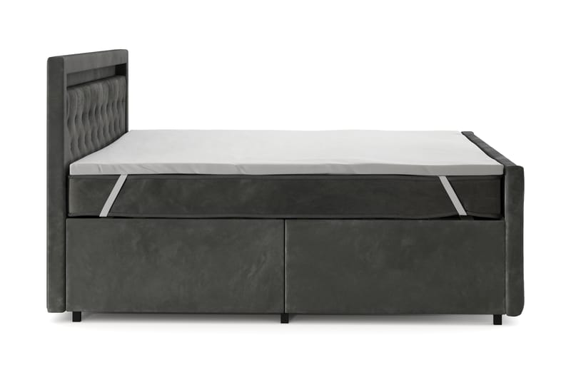 Sengepakke Celio Light 180x200 med Oppbevaring LED-belysning - Grå - Møbler - Senger - Kontinentalsenger