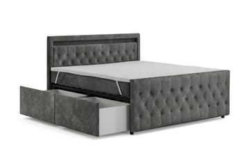 Sengepakke Celio Light 180x200 med Oppbevaring LED-belysning - Grå - Møbler - Senger - Kontinentalsenger