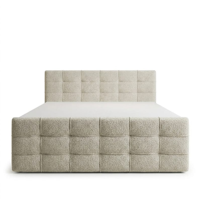 Sengepakke kontinentalseng Elvros 160x200 cm med løfteoppbevaring - Kremet ecru / lys beige - Møbler - Senger - Kontinentalsenger