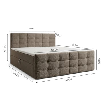 Sengepakke kontinentalseng Elvros 180x200 cm med løfteoppbevaring - Varm greige / lys mokka - Møbler - Senger - Kontinentalsenger