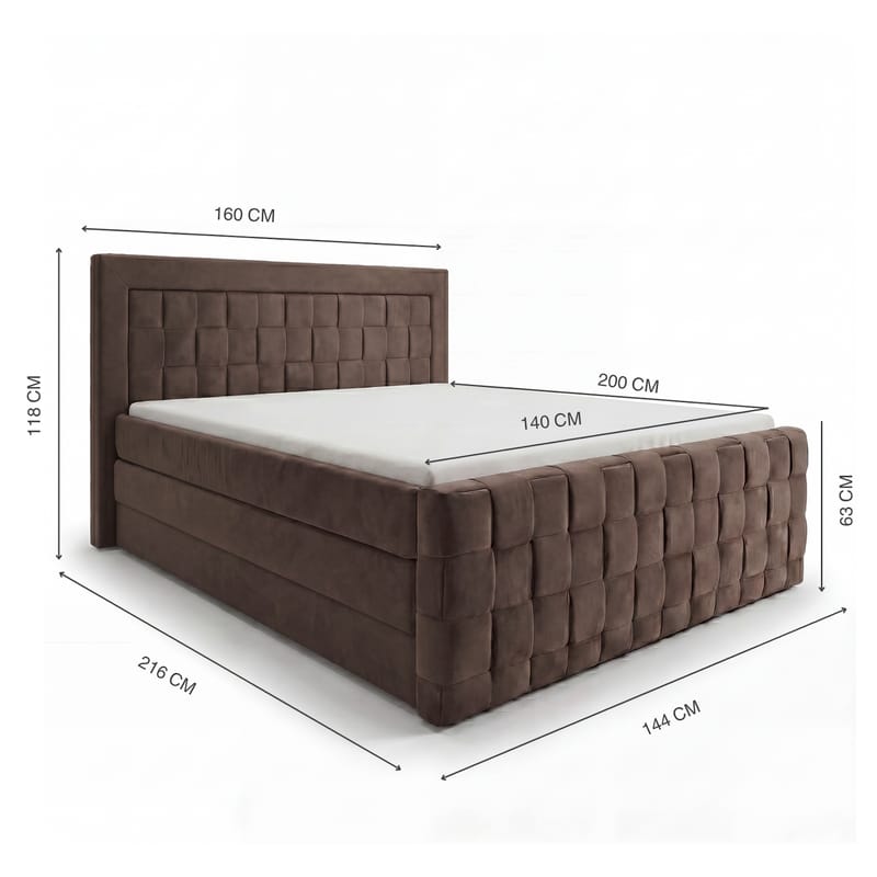Sengepakke kontinentalseng Ryven 160x200 cm med løfteoppbevaring - mørk espresso/mørkebrun - Møbler - Senger - Kontinentalsenger