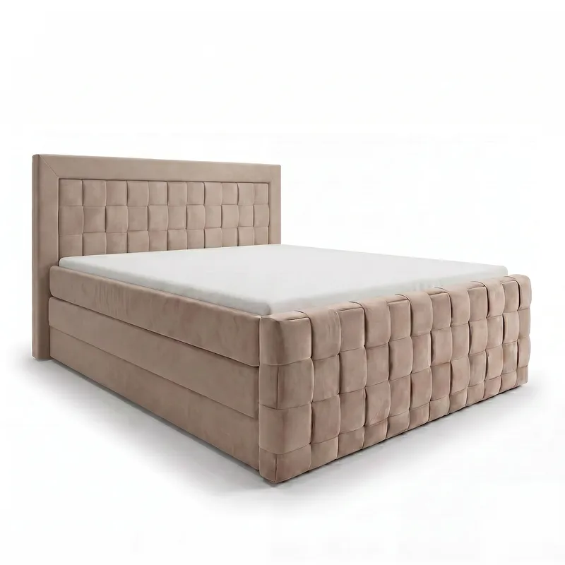 Sengepakke kontinentalseng Ryven 160x200 cm med løfteoppbevaring - varm beige/latte - Møbler - Senger - Kontinentalsenger