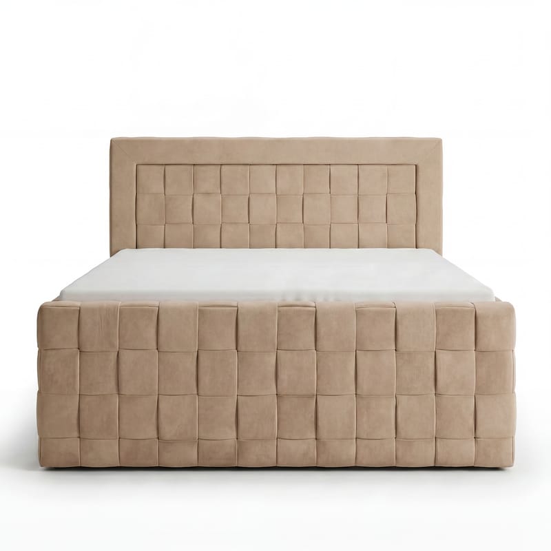 Sengepakke kontinentalseng Ryven 180x200 cm med løfteoppbevaring - kamel/karamell/gyllen beige - Møbler - Senger - Kontinentalsenger