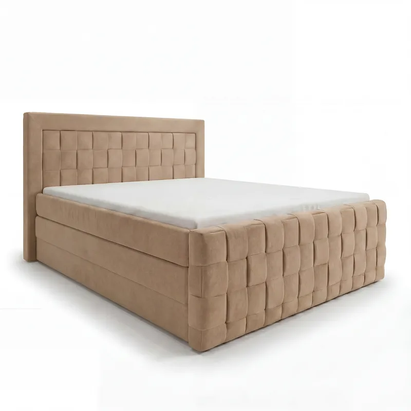 Sengepakke kontinentalseng Ryven 180x200 cm med løfteoppbevaring - kamel/karamell/gyllen beige - Møbler - Senger - Kontinentalsenger