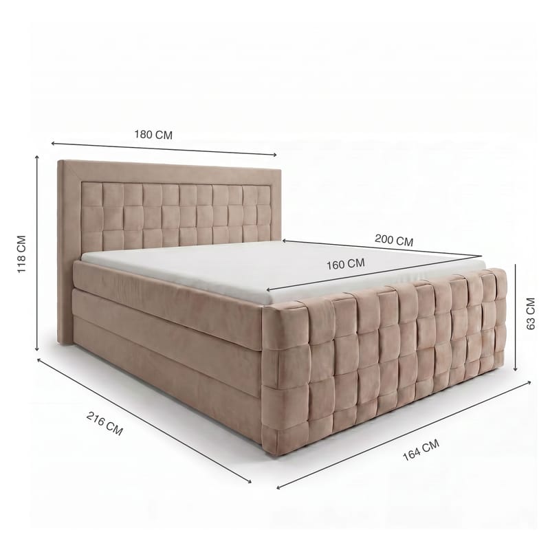 Sengepakke kontinentalseng Ryven 180x200 cm med løfteoppbevaring - varm beige/latte - Møbler - Senger - Kontinentalsenger