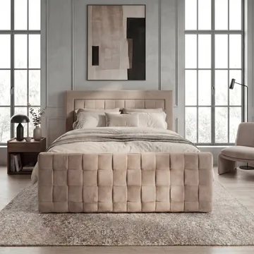 Sengepakke kontinentalseng Ryven 180x200 cm med løfteoppbevaring - varm beige/latte - Møbler - Senger - Kontinentalsenger