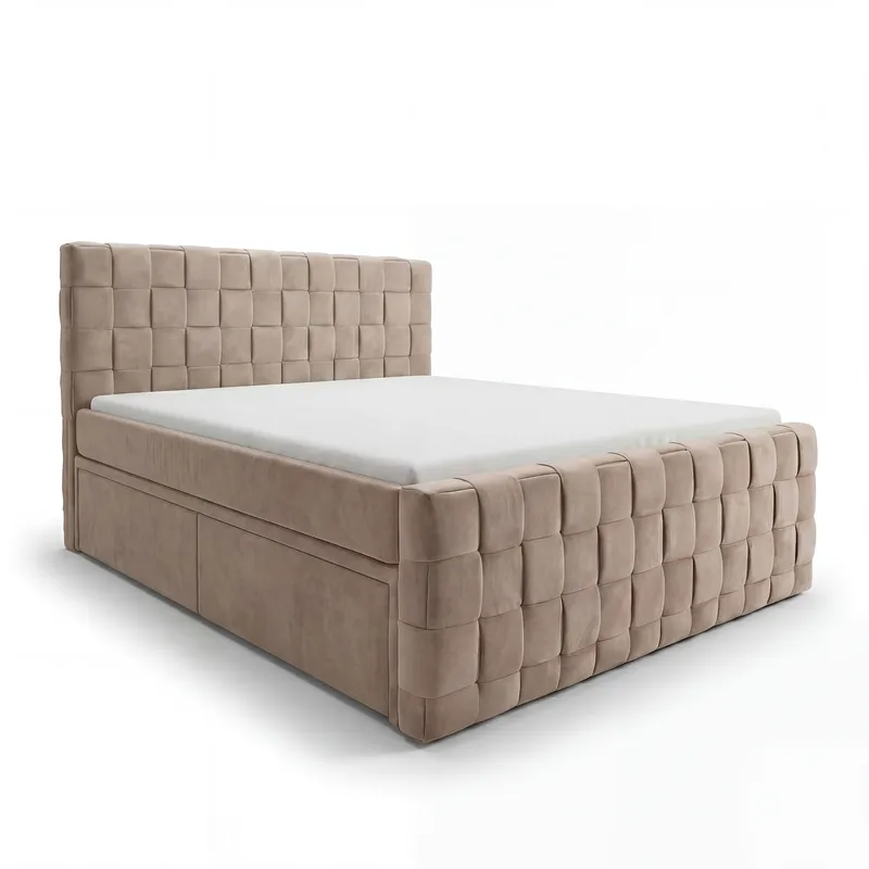 Sengepakke kontinentalseng Tyrosen 140x200 cm med skuffeoppbevaring - varm beige - Møbler - Senger - Kontinentalsenger