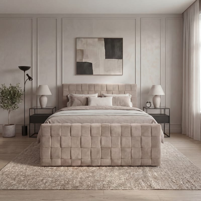Sengepakke kontinentalseng Tyrosen 160x200 cm med skuffeoppbevaring - Varm beige - Møbler - Senger - Kontinentalsenger