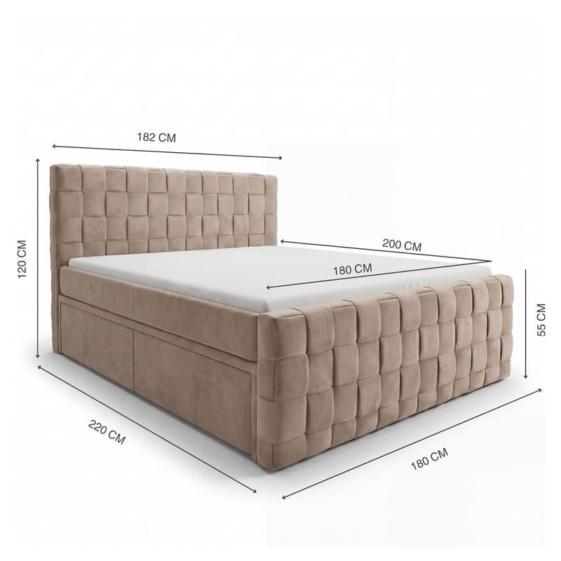 Sengepakke kontinentalseng Tyrosen 180x200 cm med skuffeoppbevaring - varm beige - Møbler - Senger - Kontinentalsenger