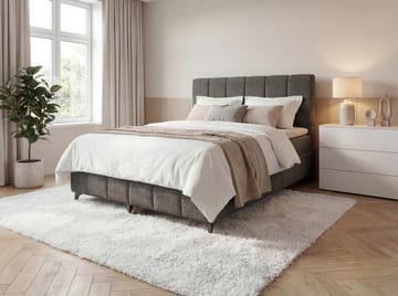 Sengepakke kontinentalseng Vyrosen 140x200 cm med løfteoppbevaring - grå - Møbler - Senger - Kontinentalsenger