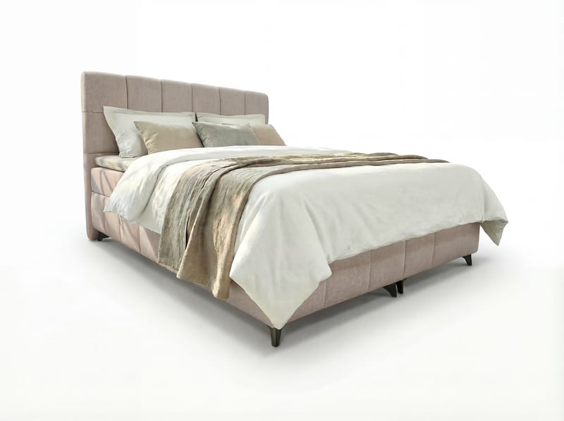 Sengepakke kontinentalseng Vyrosen 140x200 cm med løfteoppbevaring - kremet beige - Møbler - Senger - Kontinentalsenger