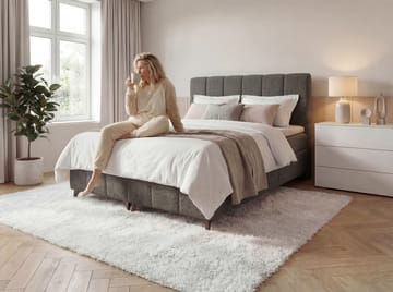 Sengepakke kontinentalseng Vyrosen 160x200 cm med løfteoppbevaring - grå - Møbler - Senger - Kontinentalsenger