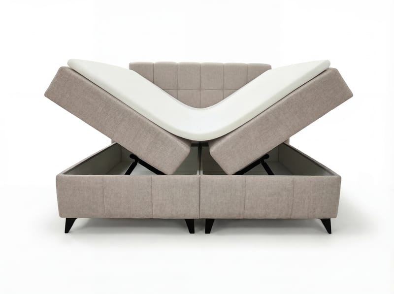 Sengepakke kontinentalseng Vyrosen 160x200 cm med løfteoppbevaring - kremet beige - Møbler - Senger - Kontinentalsenger