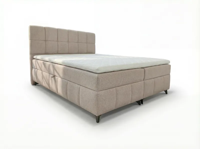 Sengepakke kontinentalseng Vyrosen 160x200 cm med løfteoppbevaring - kremet beige - Møbler - Senger - Kontinentalsenger
