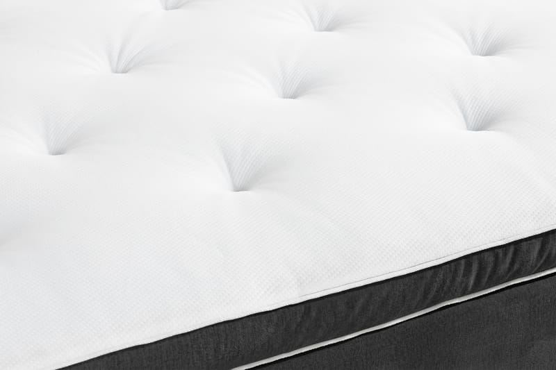 Sengepakke Rebeca 120x200 cm Gavel med Knapper - Mørkegrå | fløyel - Kontinentalsenger - Komplett sengepakke