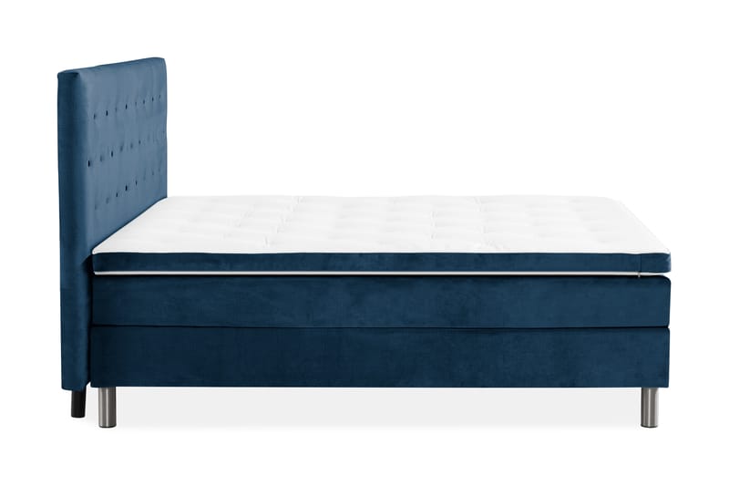 Sengepakke Rebeca 180x200 cm Gavel med Knapper - Mørkeblå | Fløyel - Kontinentalsenger - Dobbeltsenger - Komplett sengepakke
