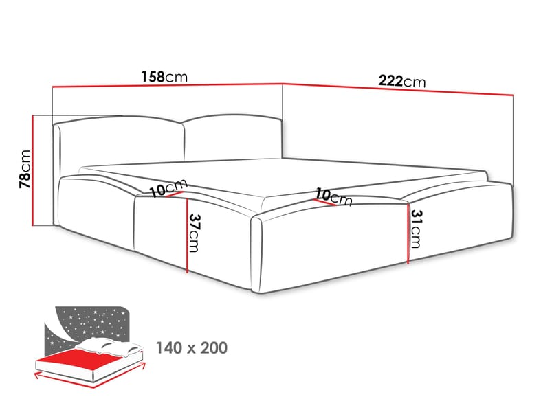 Aldrosen sengeramme med oppbevaring 140x200 cm - svart - Møbler - Senger - Senger med oppbevaring